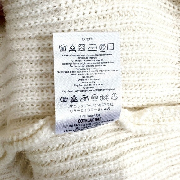 Acote Ecru Ivory Button Shoulder Alpaca Crewneck Pullover Sweater Sz 0 NWT $198 - Picture 7 of 9
